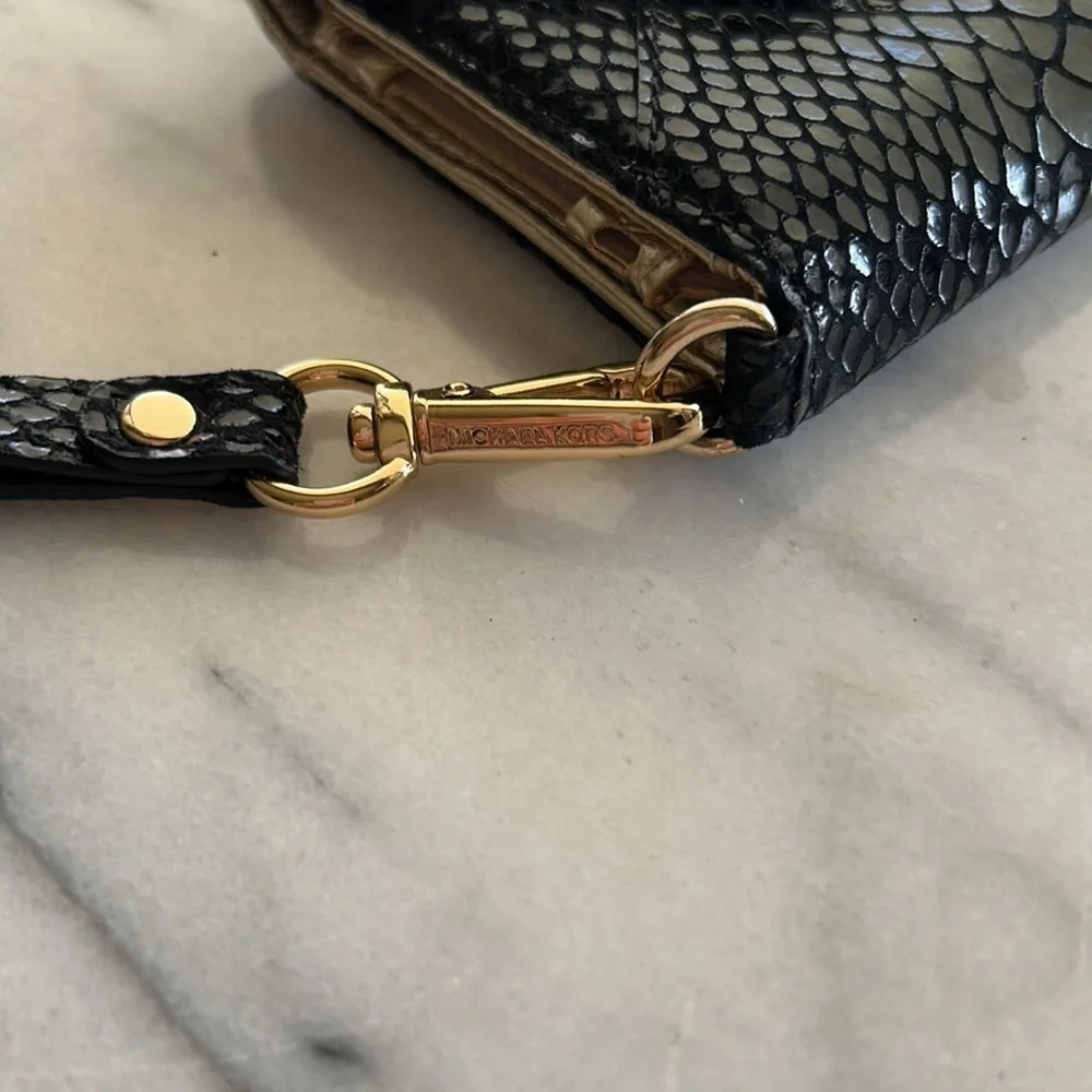 Michael Kors Wristlet Wallet/ Phone Case Black Python